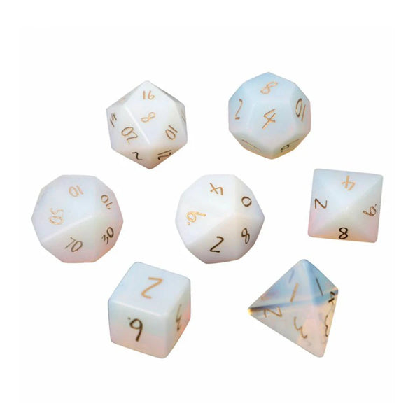 White Opalite Platonic Solid Dice-ToShay.org