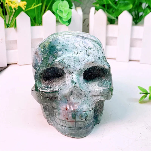 Green Moss Agate Skull-ToShay.org