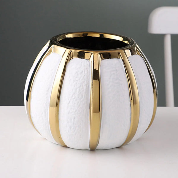 White Gold Ceramic Vases-ToShay.org