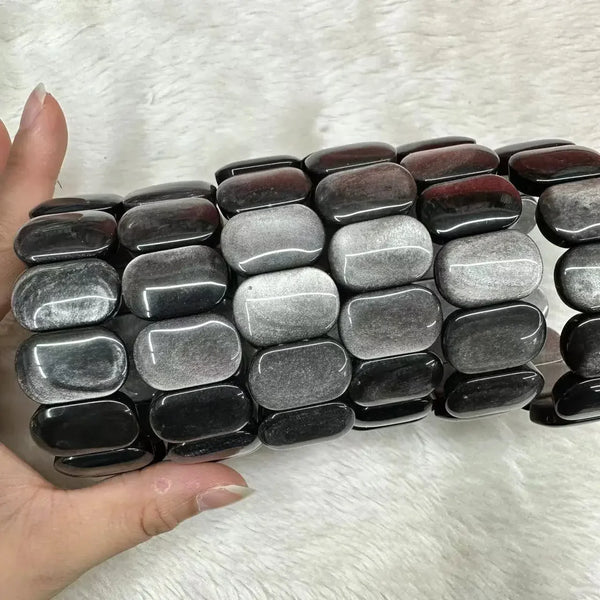 Silver Obsidian Bead Bracelets-ToShay.org