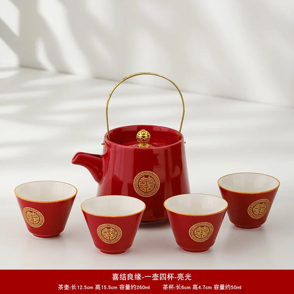 Red Ceramic Tea Set-ToShay.org