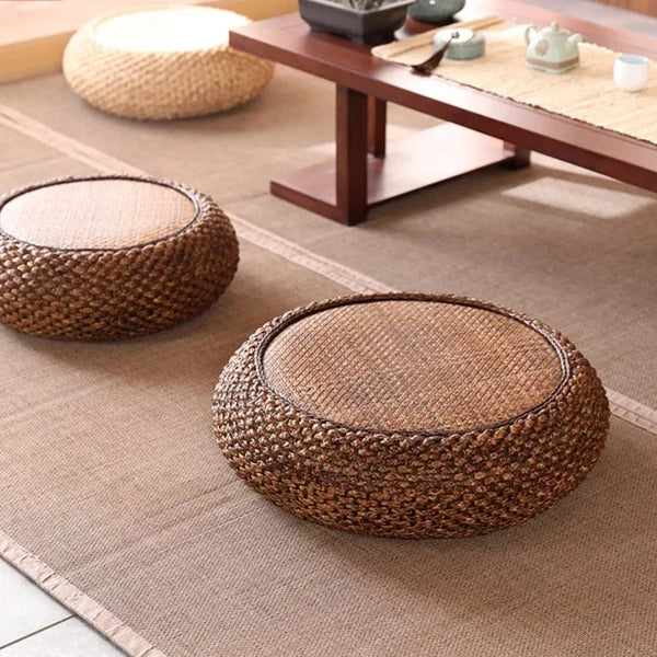 Weave Straw Pouf-ToShay.org