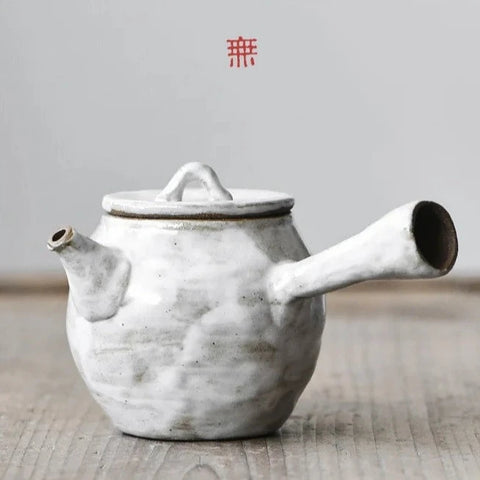 White Pottery Side Handle Pot-ToShay.org