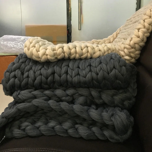 Chunky Knitted Blanket-ToShay.org