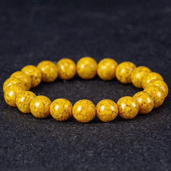 Yellow Cinnabar Bead Bracelet-ToShay.org