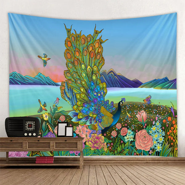 Peacock Art Tapestry-ToShay.org