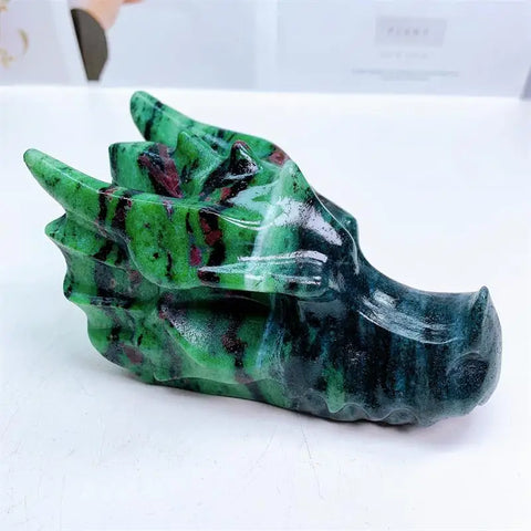 Green Ruby Zoisite Dragon Head-ToShay.org