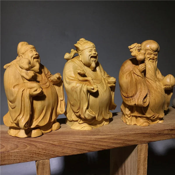 Wood Fu Lu Star Statues-ToShay.org