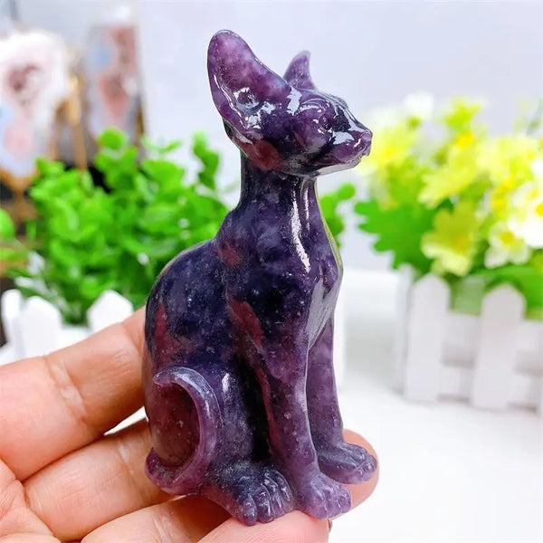 Purple Mica Cat Statue-ToShay.org