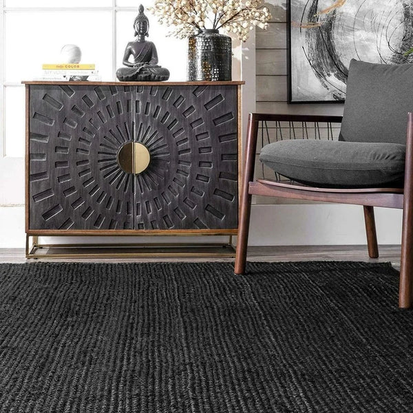 Jute Woven Black Rug-ToShay.org