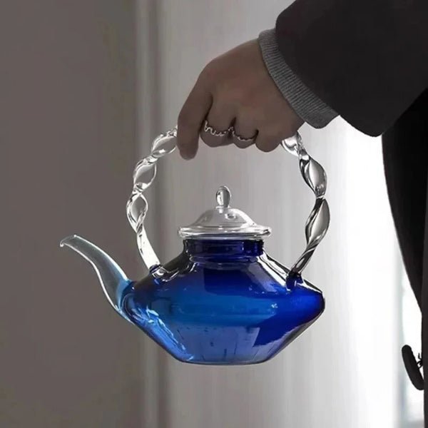 Blue Glass Teapot-ToShay.org