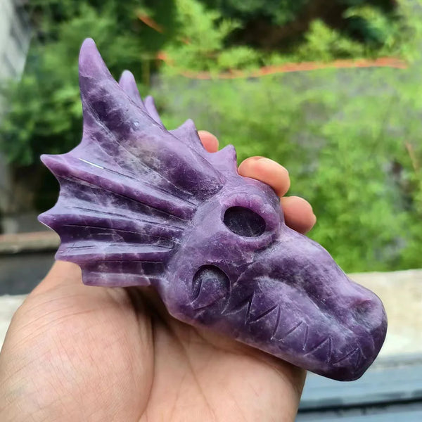 Purple Lepidolite Dragon Skull-ToShay.org