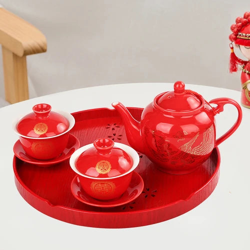 Red Ceramic Tea Set-ToShay.org