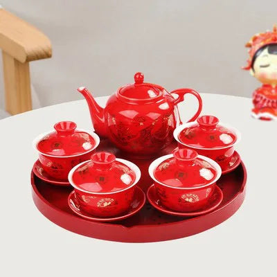 Red Gaiwan Tea Sets-ToShay.org