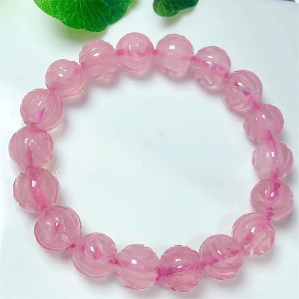 Pink Rose Quartz Flower Bracelet-ToShay.org