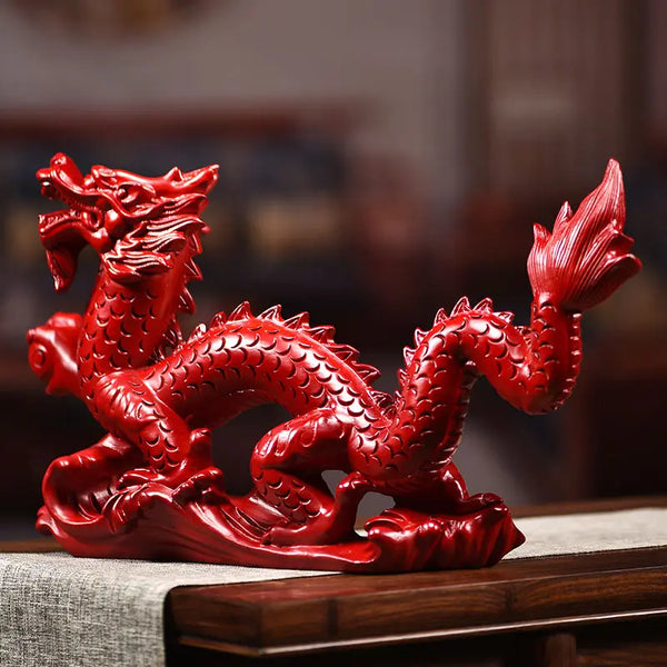 Red Wood Carved Dragon-ToShay.org