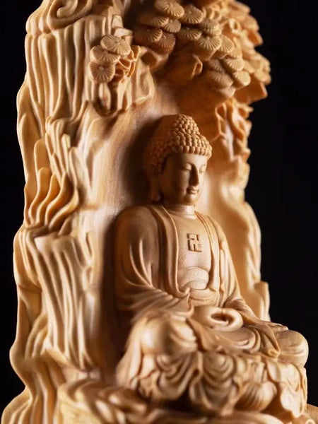 Wood Three Saints Buddha-ToShay.org