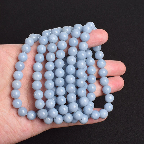 Blue Angelite Bead Bracelets-ToShay.org