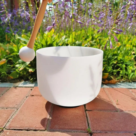 White Frosted Crystal Singing Bowl-ToShay.org