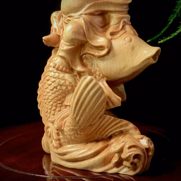 Wood Carp Maitreya Buddha-ToShay.org