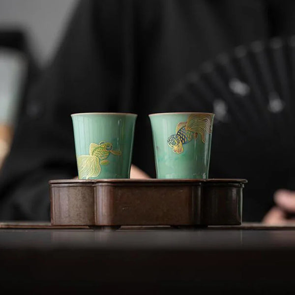 Celadon Green Porcelain Tea Cups-ToShay.org