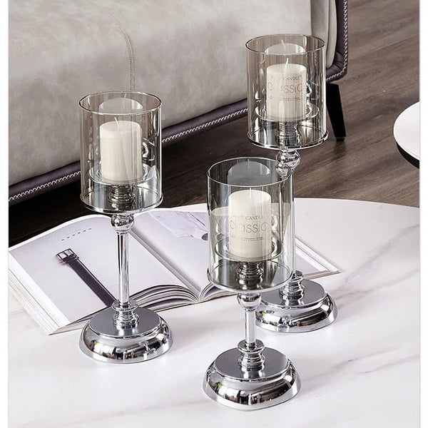 Silver Glass Candle Holder-ToShay.org