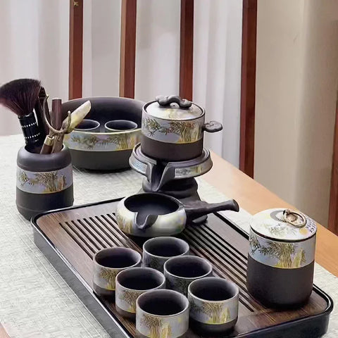 Black Ceramic Rotation Tea Sets-ToShay.org