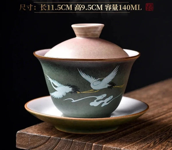 Crane Covered Tea Bowl-ToShay.org