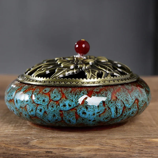 Crackle Glaze Ceramic Incense Censer-ToShay.org