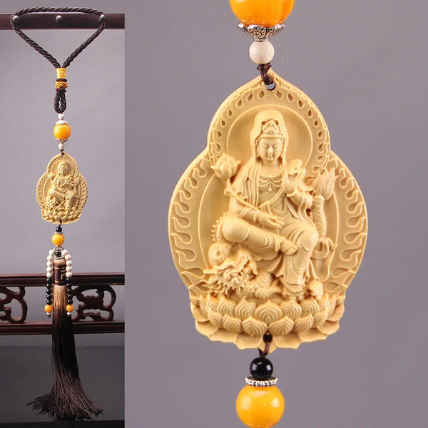 Wood Guanyin Buddha Pendant-ToShay.org