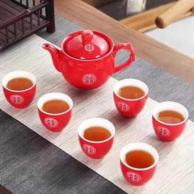 Red Ceramic Tea Sets-ToShay.org