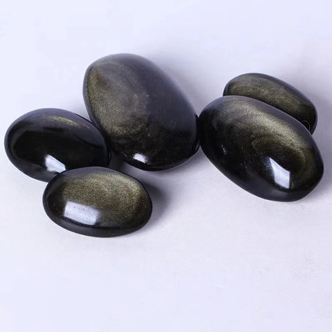 Black Gold Obsidian Palm Stones-ToShay.org