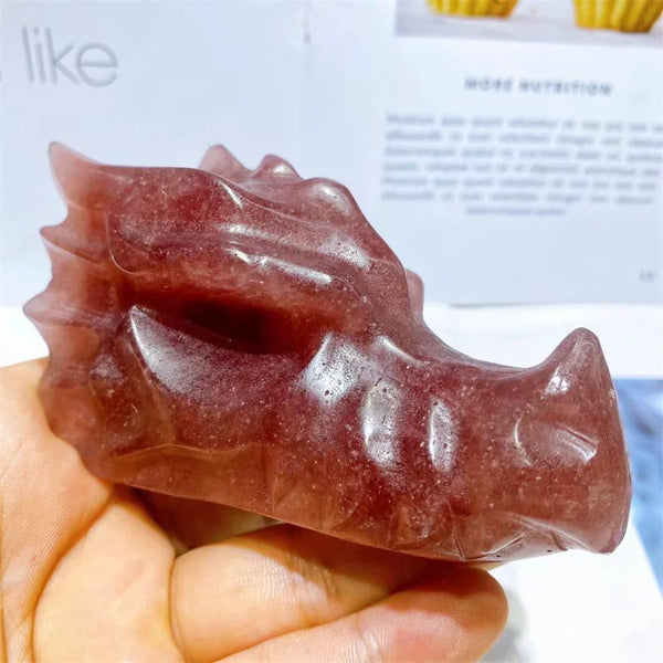 Red Strawberry Quartz Dragon Skull-ToShay.org