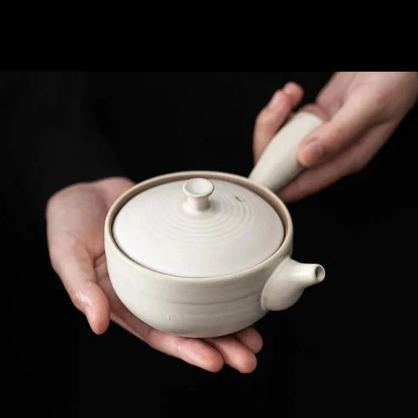 White Ceramic Side Handle Pot-ToShay.org