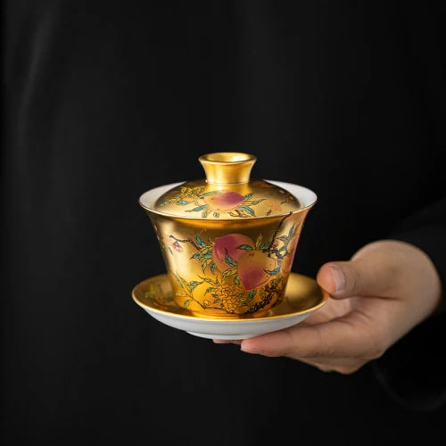 Gold Porcelain Teapot-ToShay.org