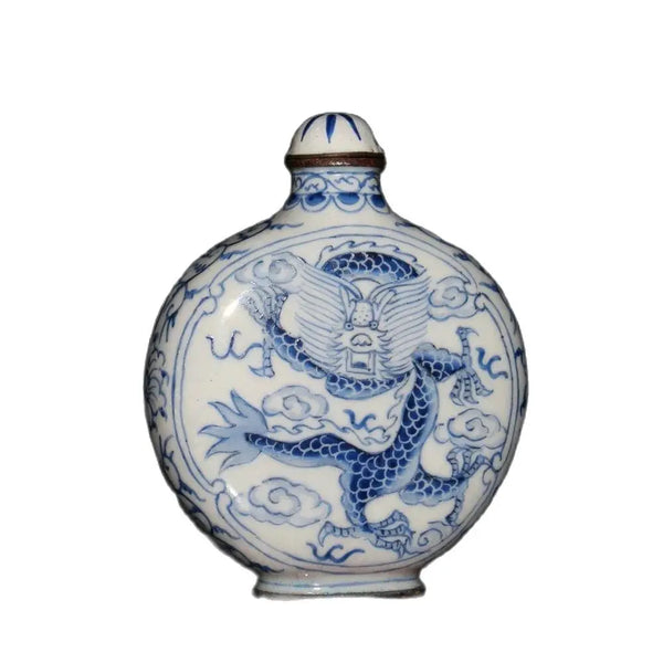 Blue White Dragon Snuff Bottle-ToShay.org