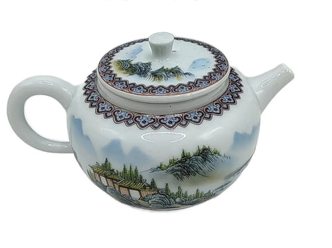 Glazed Porcelain Landscape Tea Pot-ToShay.org