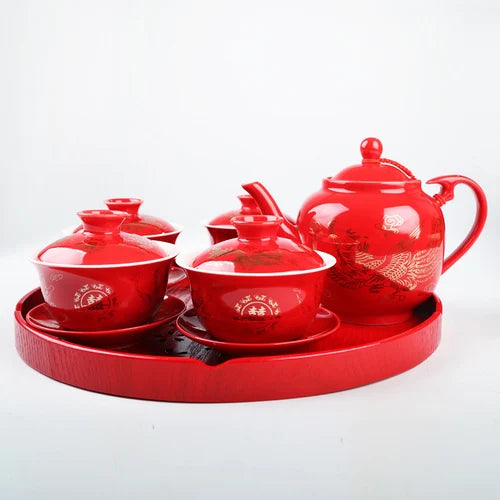 Red Ceramic Tea Set-ToShay.org