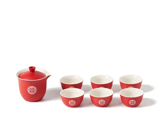 Red Ceramic Tea Set-ToShay.org