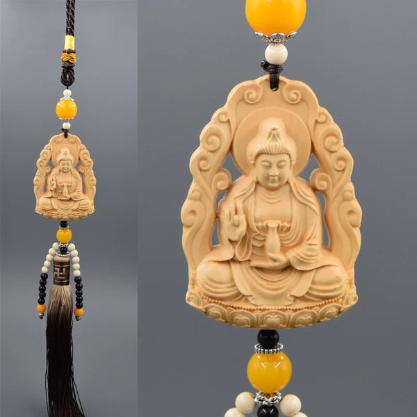 Wood Guanyin Buddha Pendant-ToShay.org