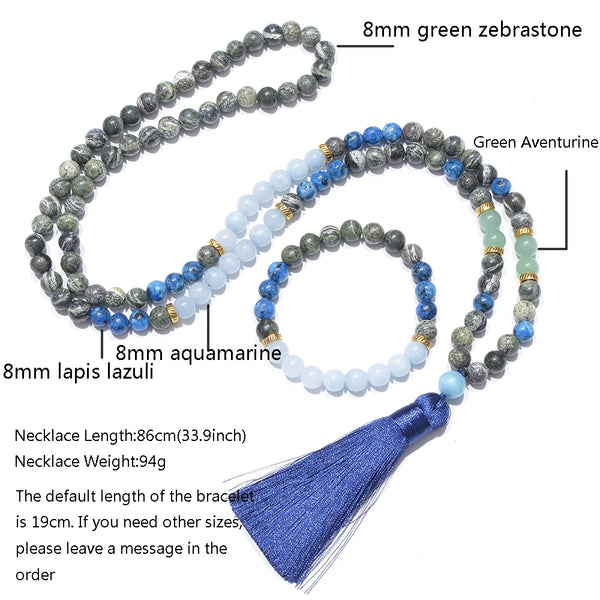 Green Zebra Stone Mala Beads-ToShay.org