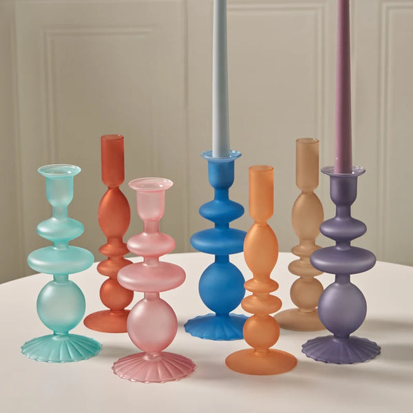 Glass Coloured Candlesticks-ToShay.org