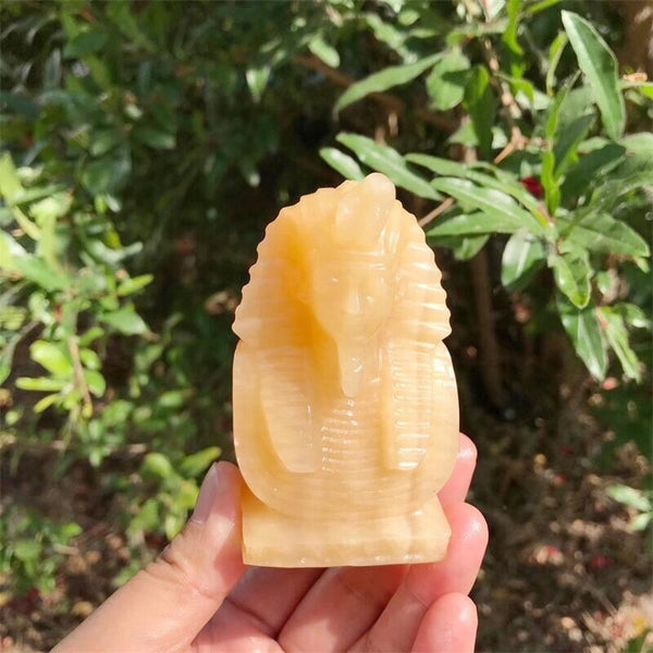 Yellow Calcite Pharaoh Bust-ToShay.org