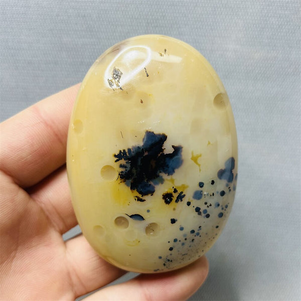 Yellow Milk Sky Eye Agate Palm Stone-ToShay.org