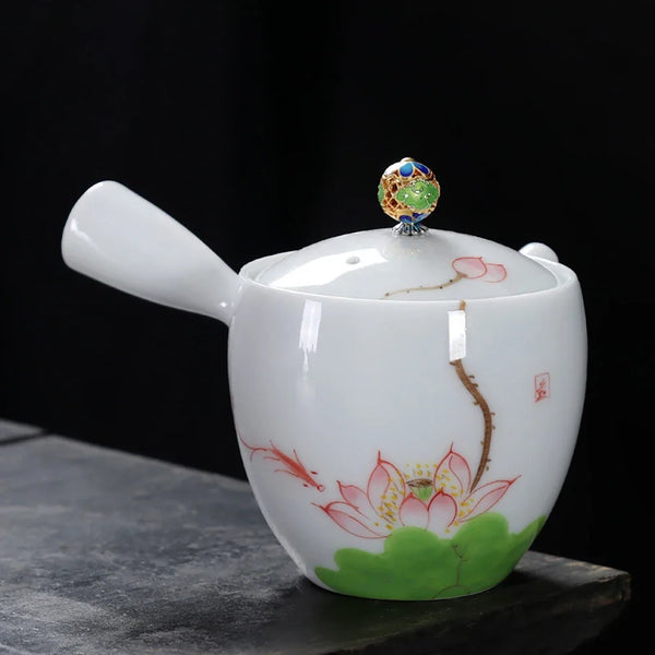 White Glazed Ceramic Teapot-ToShay.org