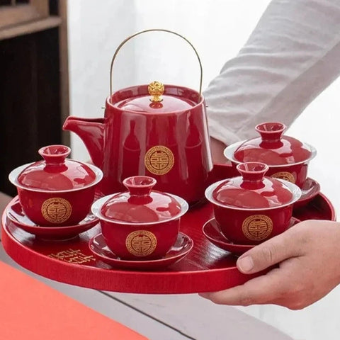 Red Ceramic Tea Sets-ToShay.org