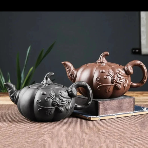 Pumpkin Clay Teapot-ToShay.org