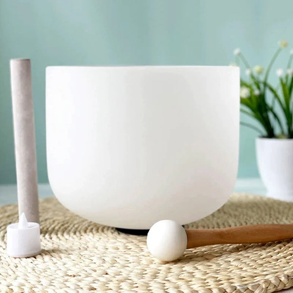 White Frosted Crystal Singing Bowl-ToShay.org