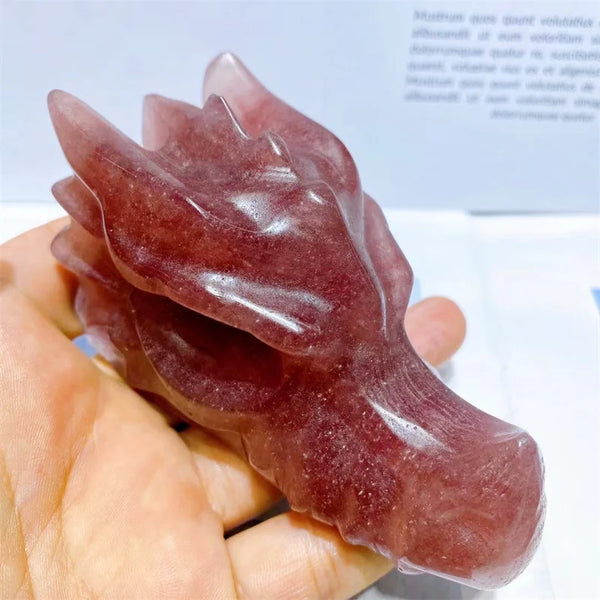 Red Strawberry Quartz Dragon Skull-ToShay.org