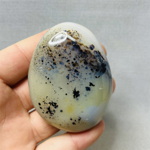 Yellow Milk Sky Eye Agate Palm Stone-ToShay.org